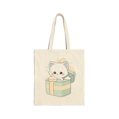 Kawaii Arctic Fox Tote Bag for Gift-Wrapping Runs