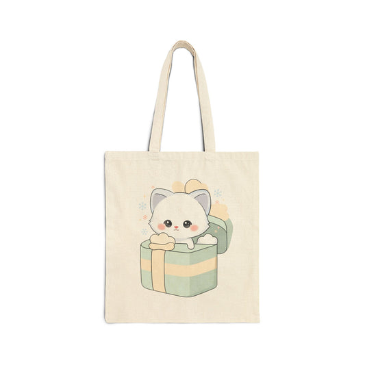 Kawaii Arctic Fox Tote Bag for Gift-Wrapping Runs