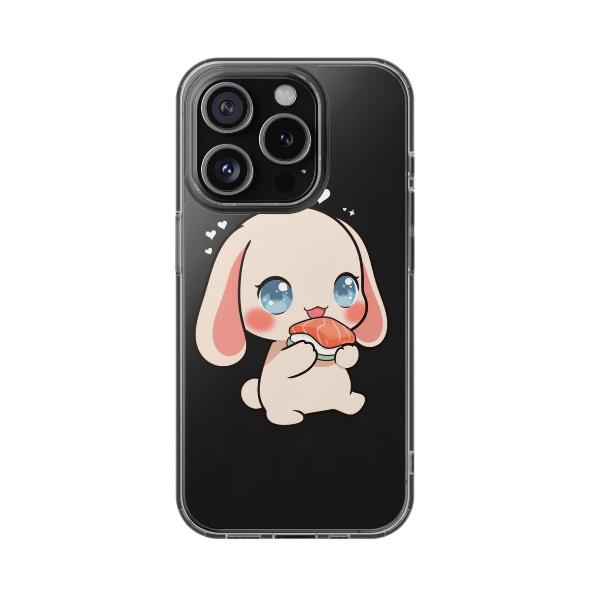 Kawaii Bunny Sushi Phone Case, Clear Impact-Resistant