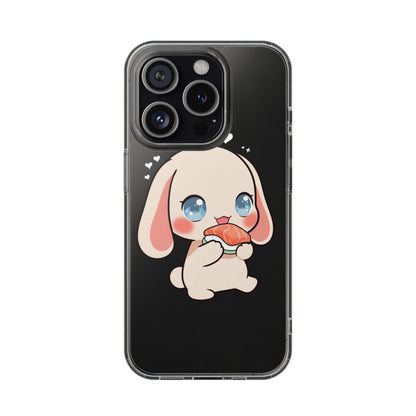 Kawaii Bunny Sushi Phone Case, Clear Impact-Resistant