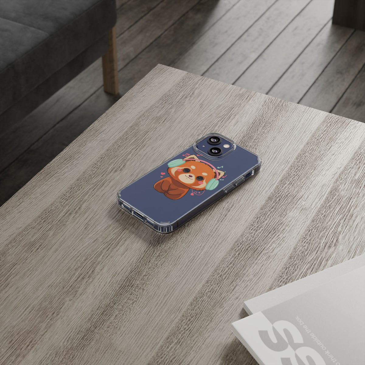 Red Panda Phone Case, Kawaii Music Lover Clear Case