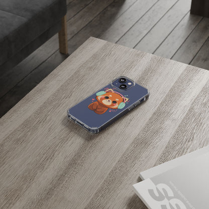 Red Panda Phone Case, Kawaii Music Lover Clear Case