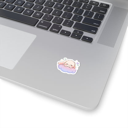 Kawaii Bunny Sticker on a Cloud for Cozy-Day Fans