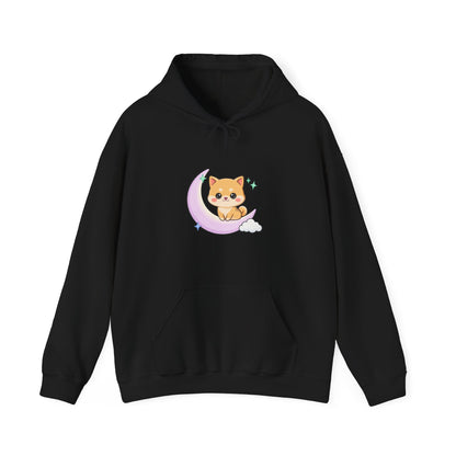Kawaii Shiba Inu Hoodie, Cute Crescent Moon Sweatshirt