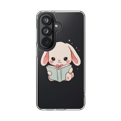 Kawaii Reading Bunny Clear Impact-Resistant Case