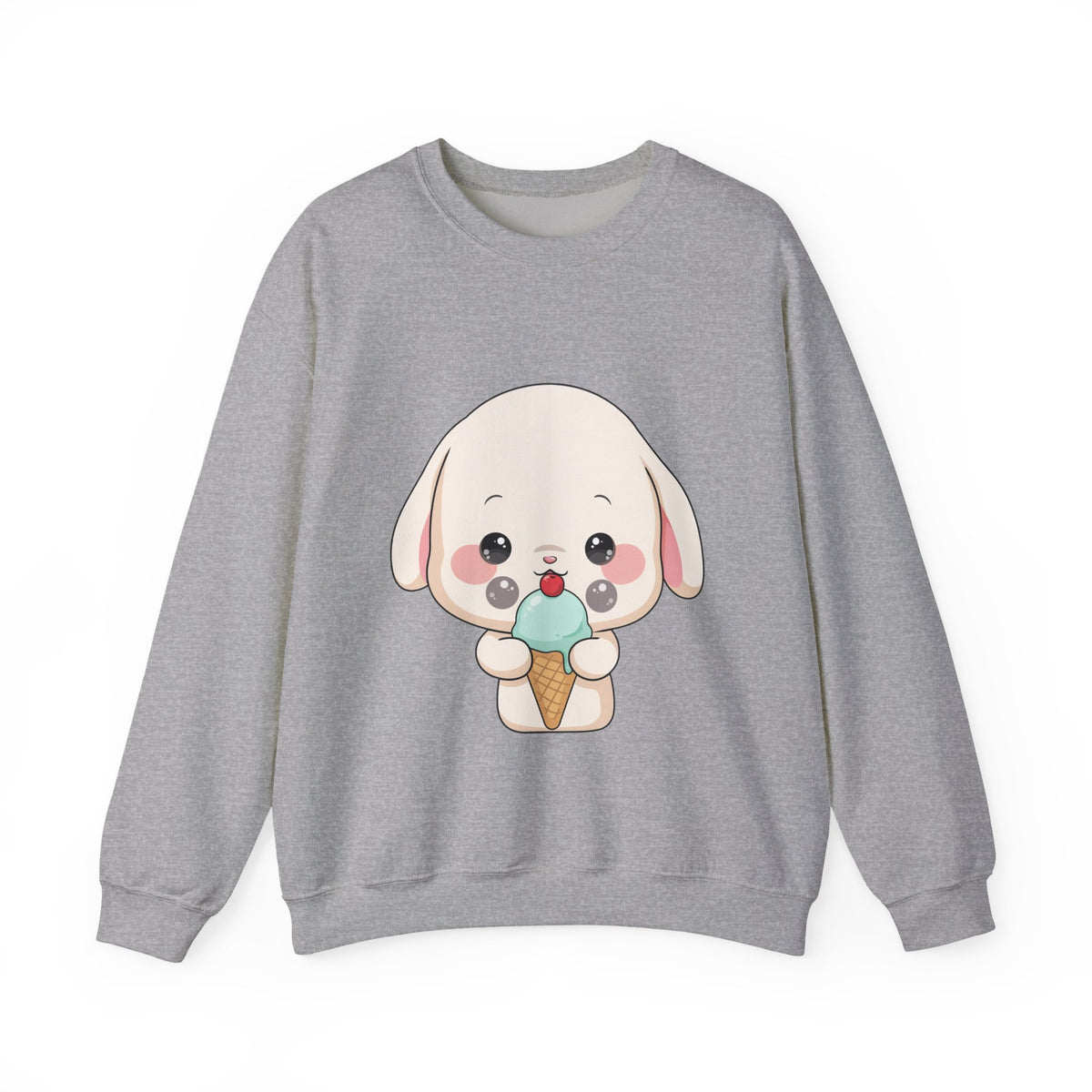 Kawaii Bunny Sweatshirt, Cute Ice Cream Chibi Rabbit