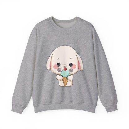 Kawaii Bunny Sweatshirt, Cute Ice Cream Chibi Rabbit
