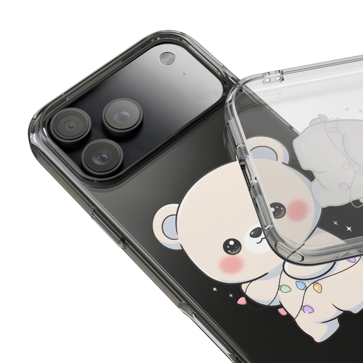 Kawaii Polar Bear Phone Case with Fairy Lights