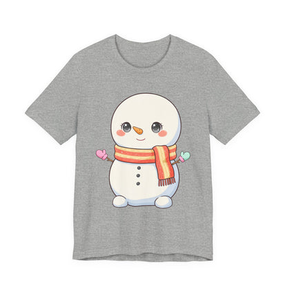 Kawaii Snowman Christmas T-Shirt for Cute Holiday Cheer
