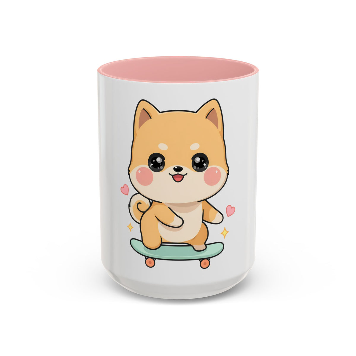 Kawaii Shiba Inu Skateboard Mug, Cute Accent Coffee Mug