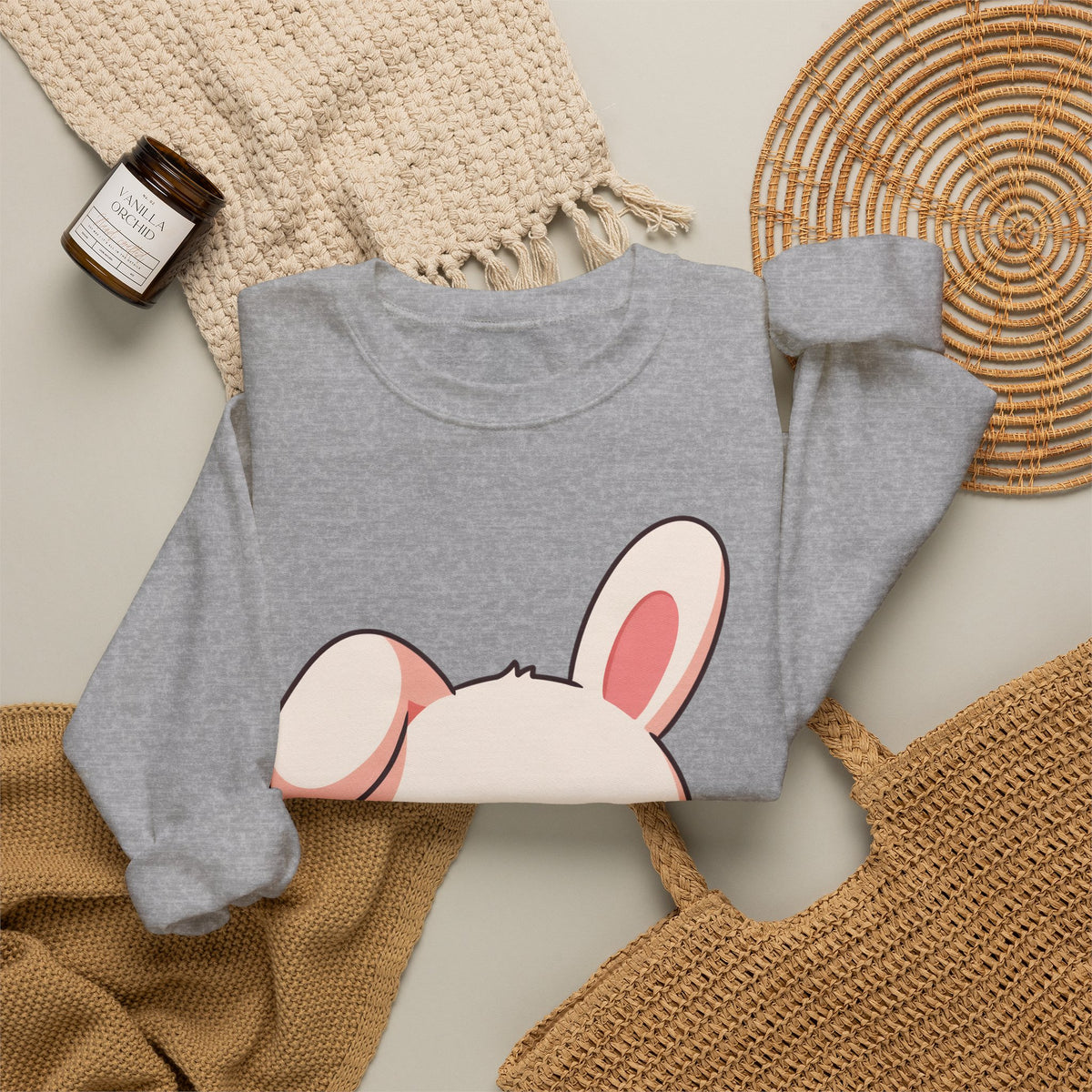 Kawaii Bunny Sweatshirt, Cute Latte Lover Crewneck