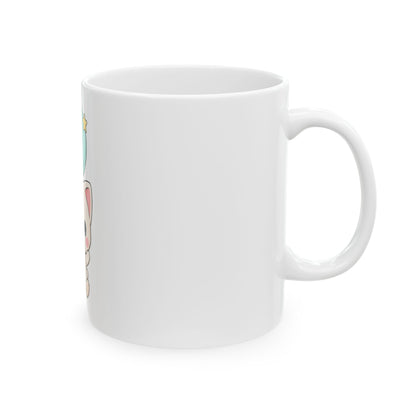 Kawaii Cat Balloon Mug, Cute Chibi Cat Ceramic Coffee Cup