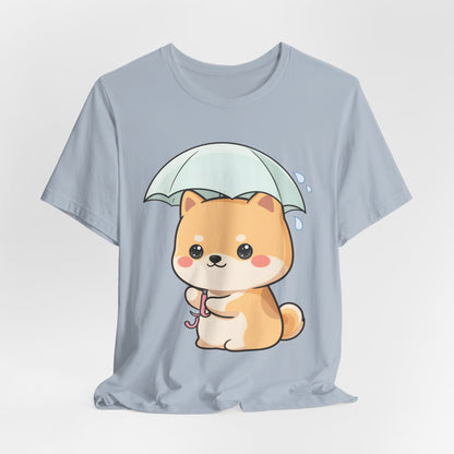 Kawaii Shiba Inu Umbrella T-Shirt for Rainy Day Fans