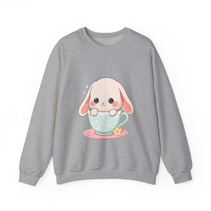 Kawaii Bunny Sweatshirt, Cute Chibi Tea Cup Rabbit