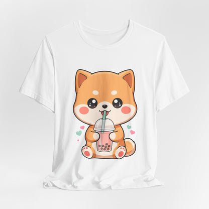 Kawaii Shiba Bubble Tea T-Shirt for Boba Lovers