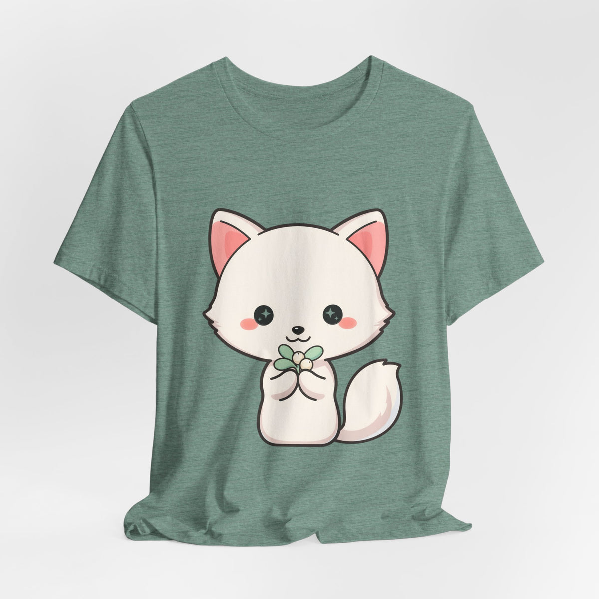 Christmas Fox T-Shirt, Cute Mistletoe Kawaii Tee