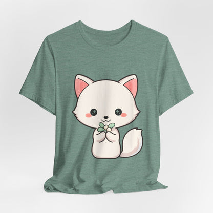 Christmas Fox T-Shirt, Cute Mistletoe Kawaii Tee