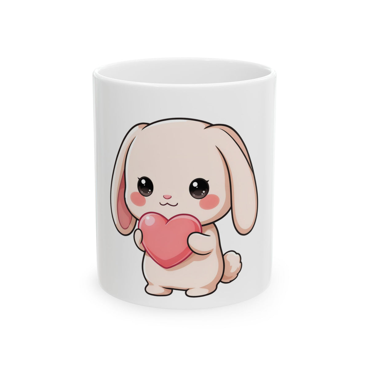 Kawaii Bunny Ceramic Mug – Cute Heart Gift