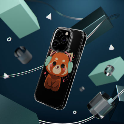 Red Panda Phone Case, Kawaii Music Lover Clear Case