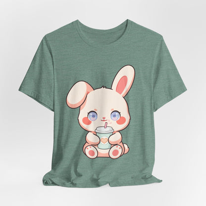 Kawaii Bunny Coffee T-Shirt: Cute Latte Lover Tee