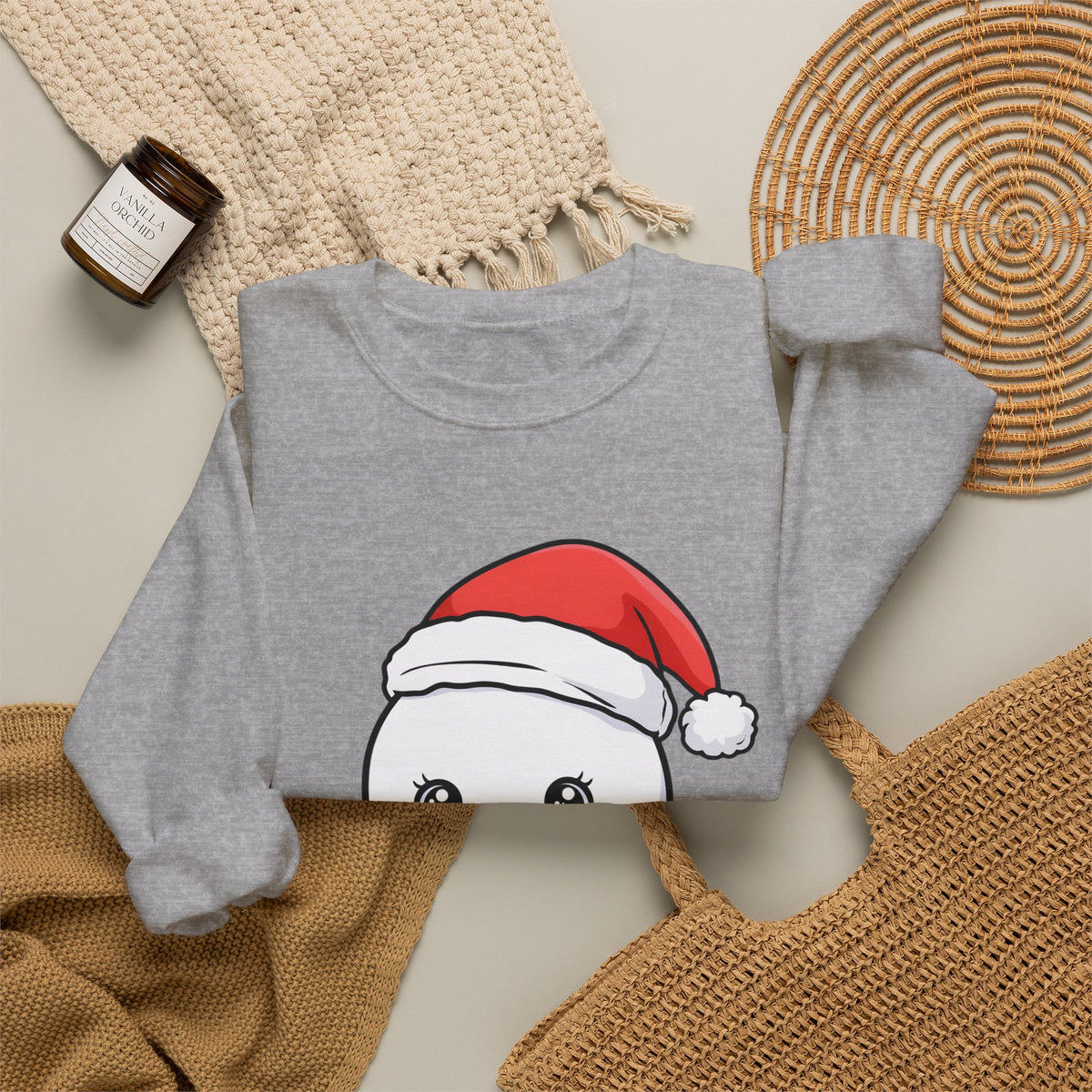 Kawaii Snowman Christmas Sweatshirt, Cute Holiday Gift