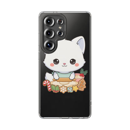 Christmas Fox Clear Phone Case, Kawaii Cookie Baker