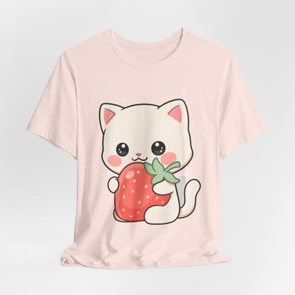Kawaii Cat Strawberry T-Shirt, Cute Cat Lover Gift