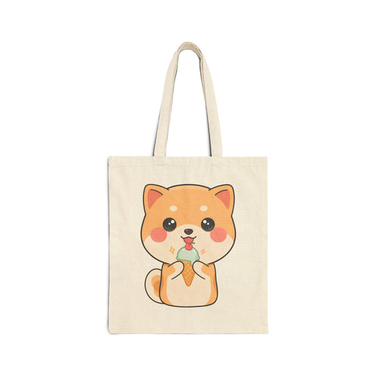 Kawaii Shiba Inu Tote Bag with Ice Cream