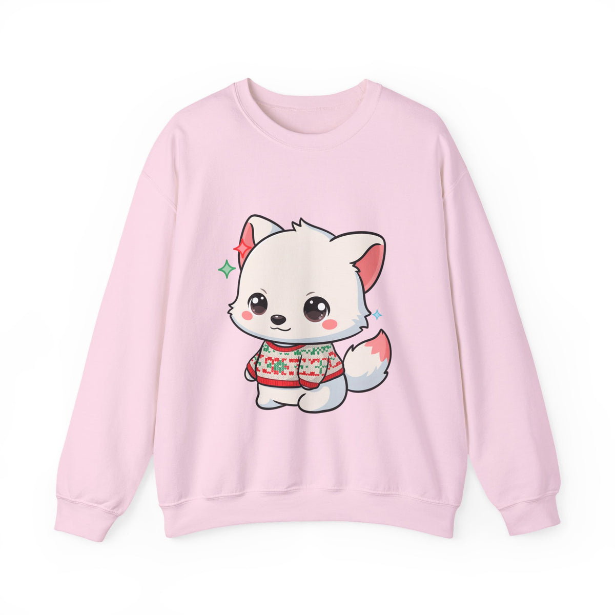 Kawaii Christmas Fox Sweatshirt, Cute Holiday Crewneck