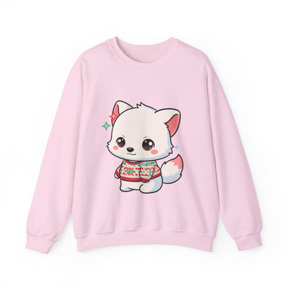 Kawaii Christmas Fox Sweatshirt, Cute Holiday Crewneck