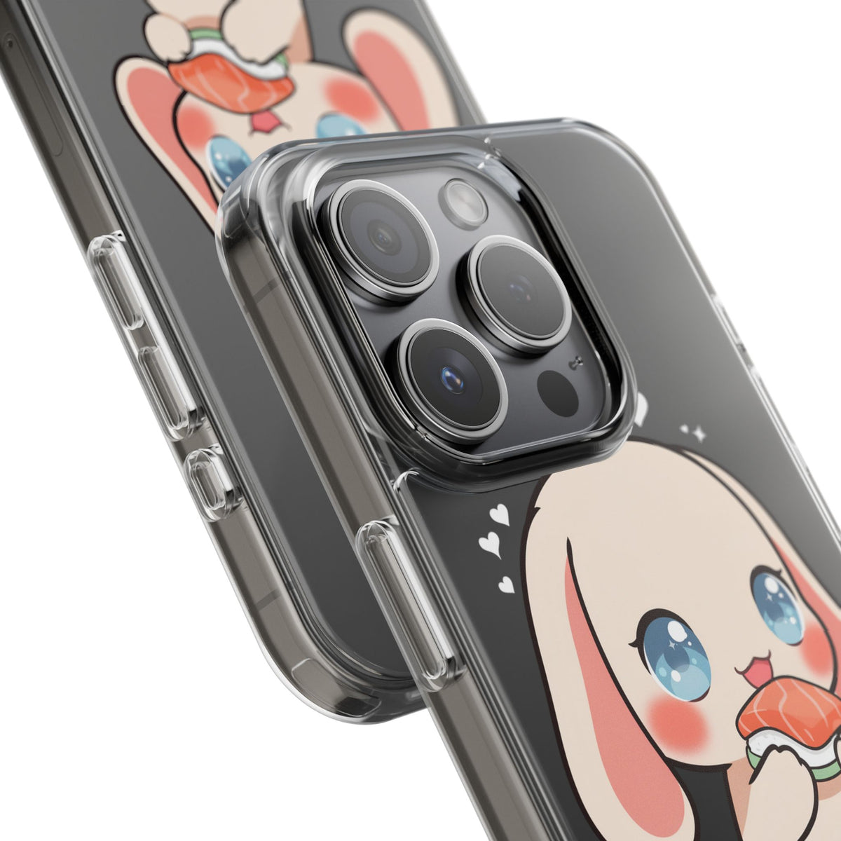 Kawaii Bunny Sushi Phone Case, Clear Impact-Resistant