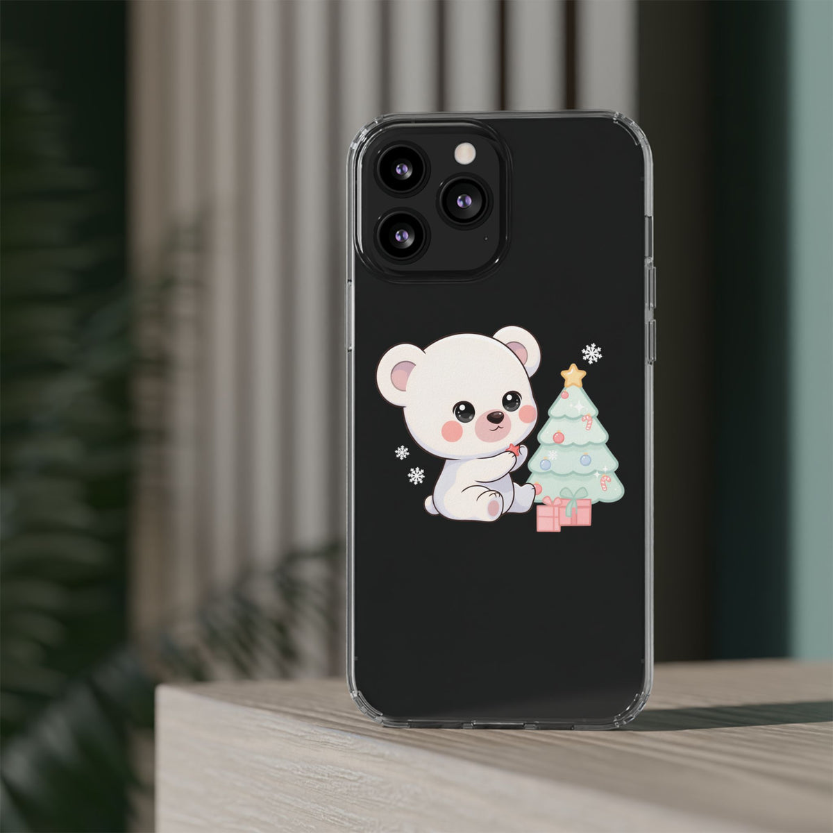Christmas Polar Bear Phone Case, Kawaii Holiday Accessory