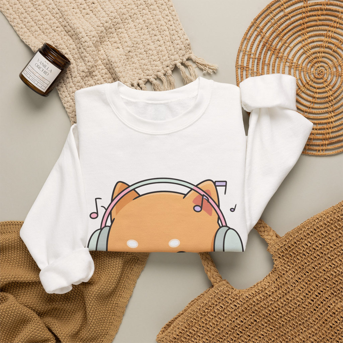 Kawaii Shiba Inu Music Sweatshirt, Cute Dog Lover Gift