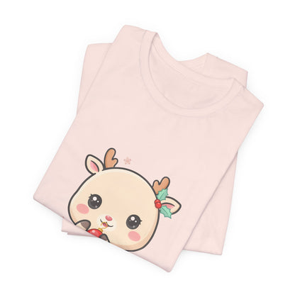 Kawaii Reindeer Christmas T-Shirt for Cute Holiday Style