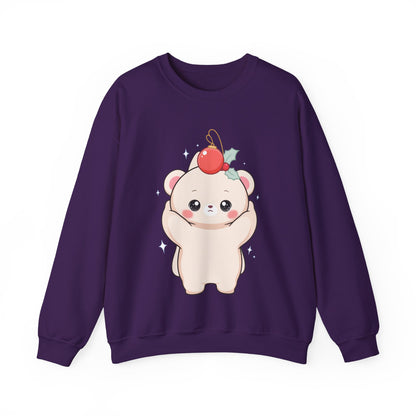 Kawaii Polar Bear Christmas Sweatshirt, Cute Holiday Crewneck