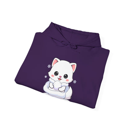 Kawaii Arctic Fox Hoodie, Cute Winter Animal Sweatshirt