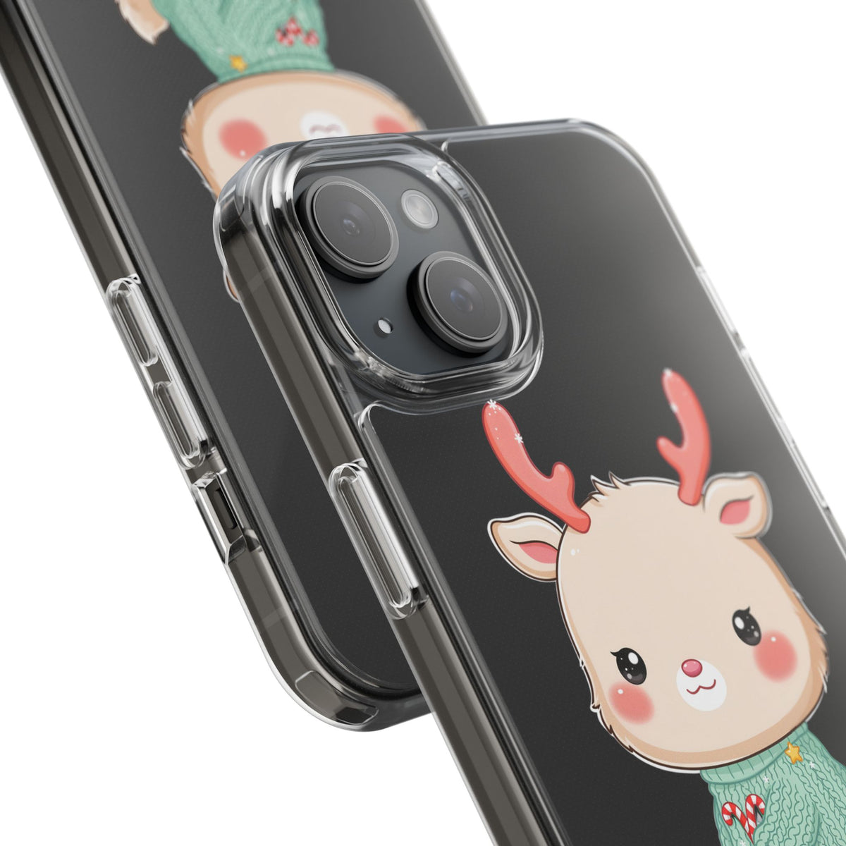 Kawaii Reindeer Clear Impact-Resistant Phone Case