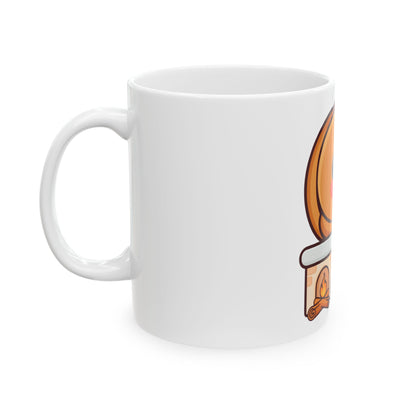 Kawaii Gingerbread Mug with Cozy Fireplace Charm