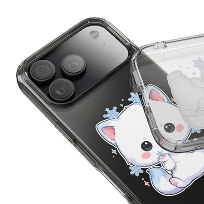 Kawaii Arctic Fox Phone Case, Cute Snowflake Clear Case