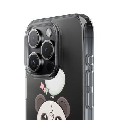 Kawaii Panda Clear Phone Case with Balloon