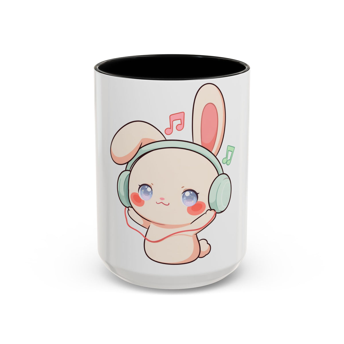 Kawaii Bunny Music Mug, Cute Accent Coffee Mug
