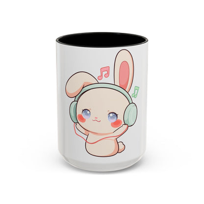 Kawaii Bunny Music Mug, Cute Accent Coffee Mug