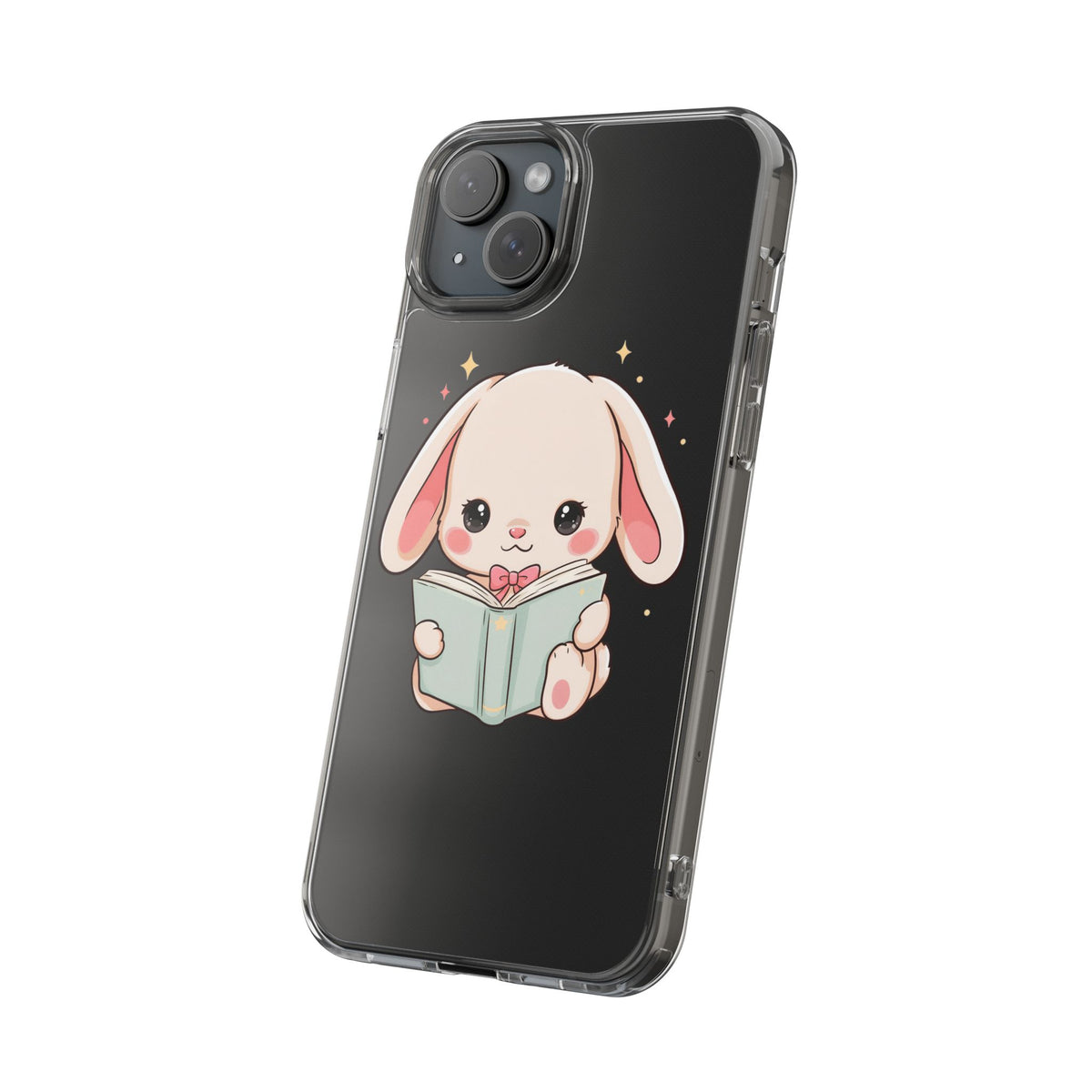Kawaii Reading Bunny Clear Impact-Resistant Case
