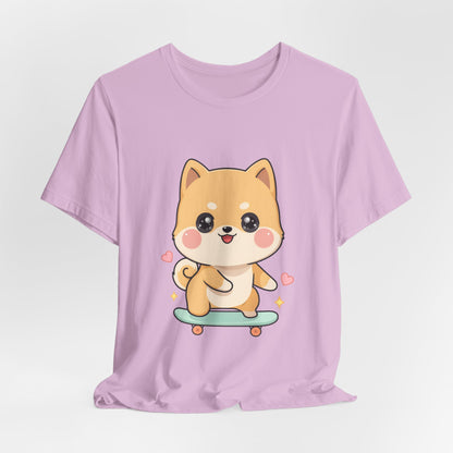 Kawaii Shiba Inu Skateboarder Tee for Dog Lovers