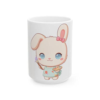 Kawaii Bunny Mug for Artists and Cute Art Lovers