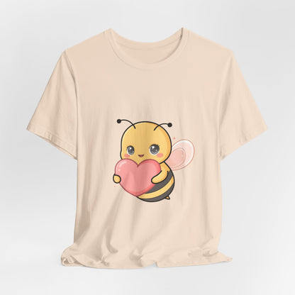 Kawaii Bee T-Shirt: Sweet Heart-Loving Unisex Tee