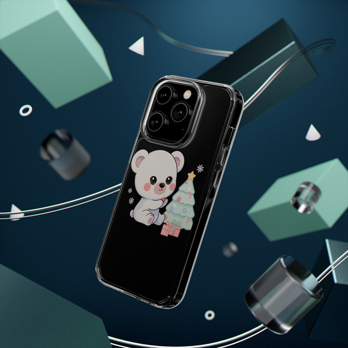 Christmas Polar Bear Phone Case, Kawaii Holiday Accessory