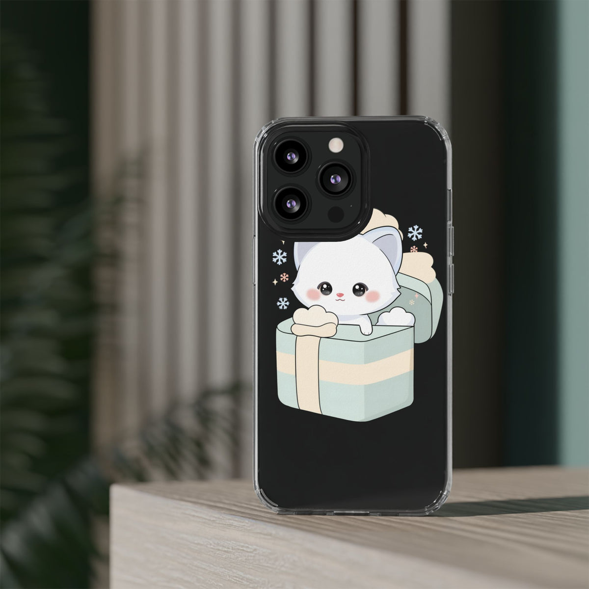 Kawaii Arctic Fox Clear Impact-Resistant Phone Case
