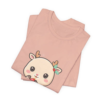 Kawaii Reindeer Christmas T-Shirt for Cute Holiday Style
