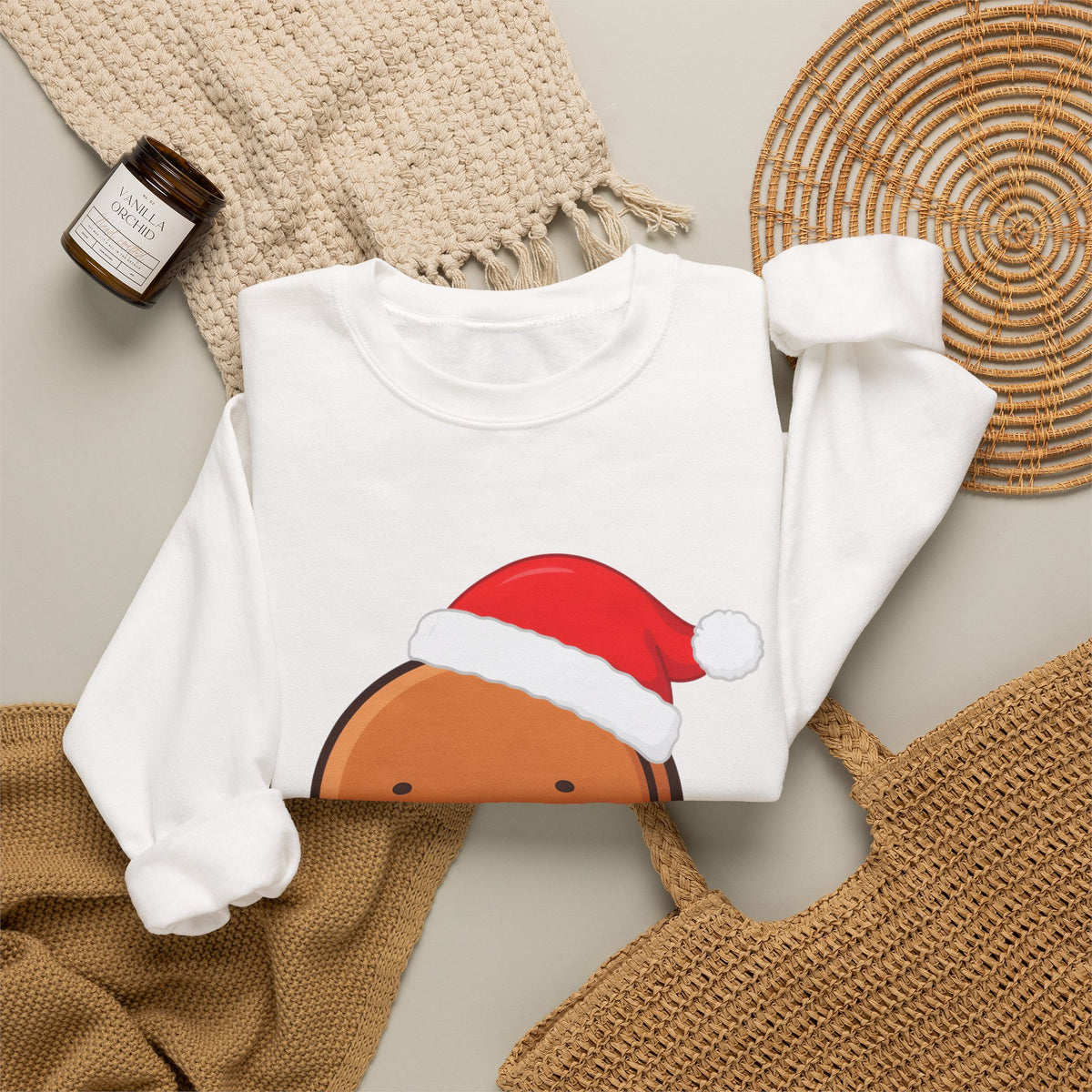Christmas Gingerbread Sweatshirt, Cute Kawaii Holiday Crewneck